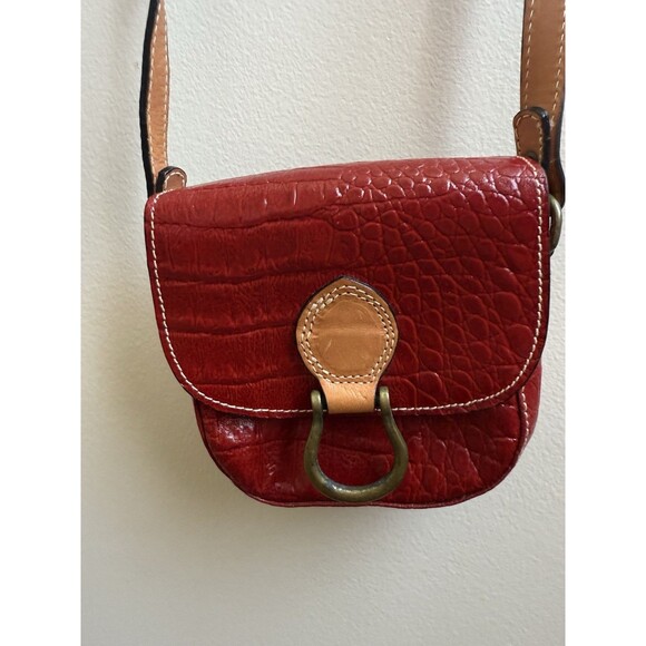 Vintage Ann Taylor purse Croc Embossed Leather Italy leather Small Crossbody Red - Picture 1 of 7